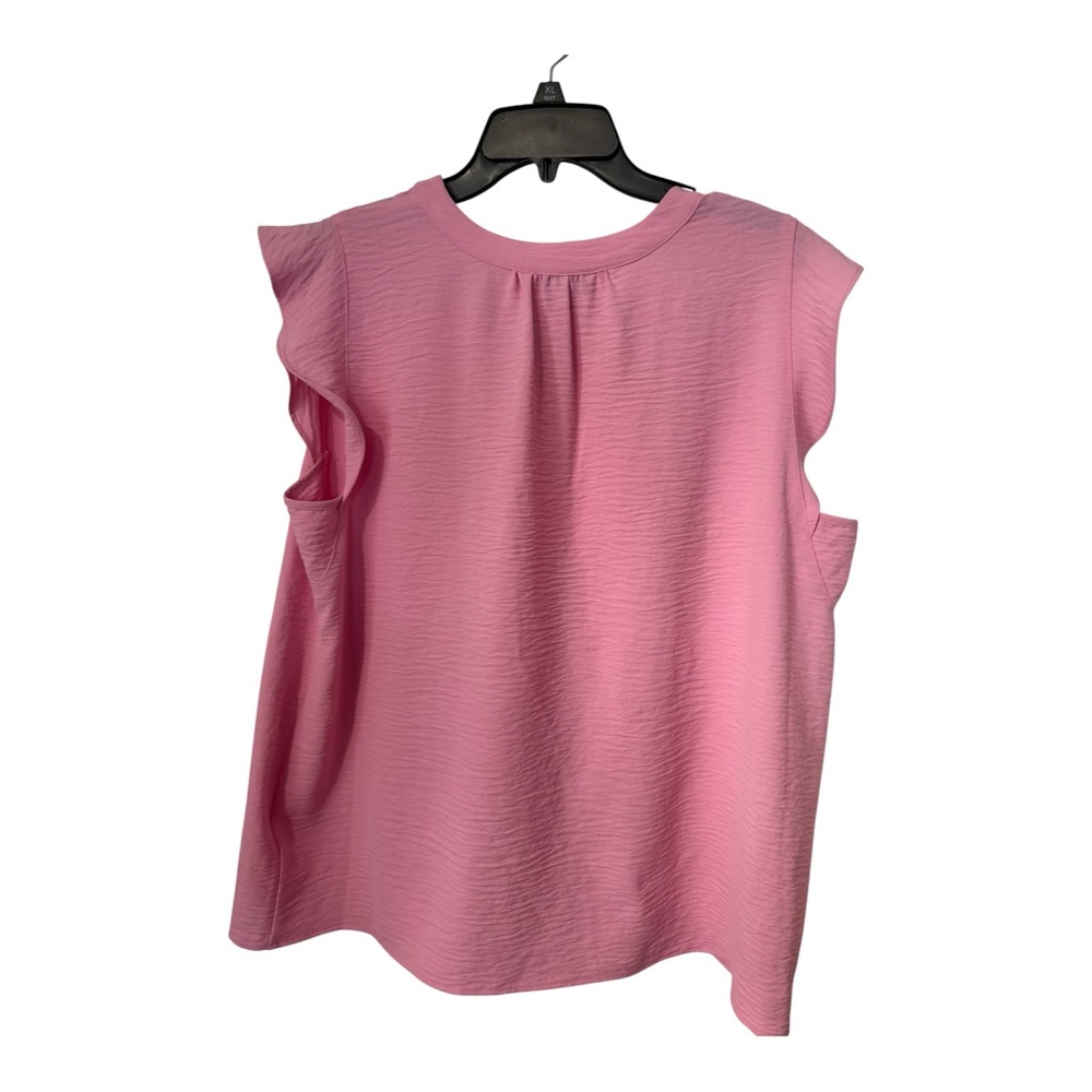 Cupcakes & Cashmere Pink Flutter Sleeve V-Neck Blouse Textured XL Women - Picture 3 of 5